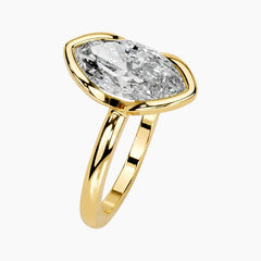 Half Bezel Marquise Moissanite Ring