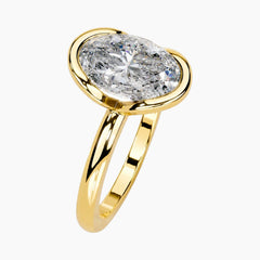 Half Bezel Oval Moissanite Ring