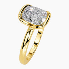 Half Bezel Cushion Moissanite Ring