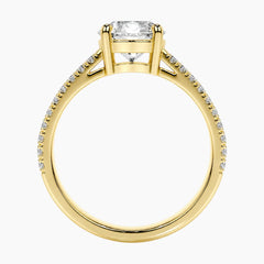 Classic 4-Prong Round Moissanite Solitaire Ring with Pavé Band