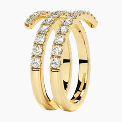 Elegant Triple Row Moissanite Wrap Ring Luxury Gold Spiral Band