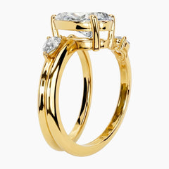 Eternal Teardrop Trio: 2ct Pear Moissanite Statement Ring in 18K Gold Plated